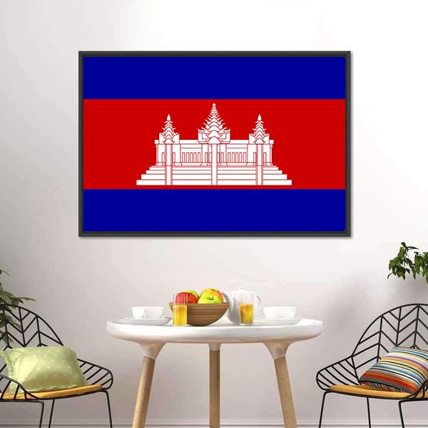 Cambodia Flag Panoramic Canvas Wall Art-1 Piece-36" x 12"-Tiaracle