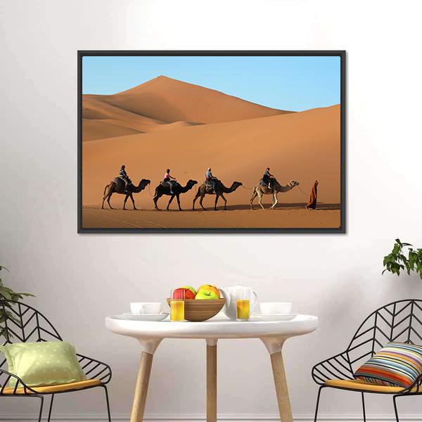 Camel Caravan Morocco Canvas Wall Art-3 Horizontal-Gallery Wrap-25" x 16"-Tiaracle