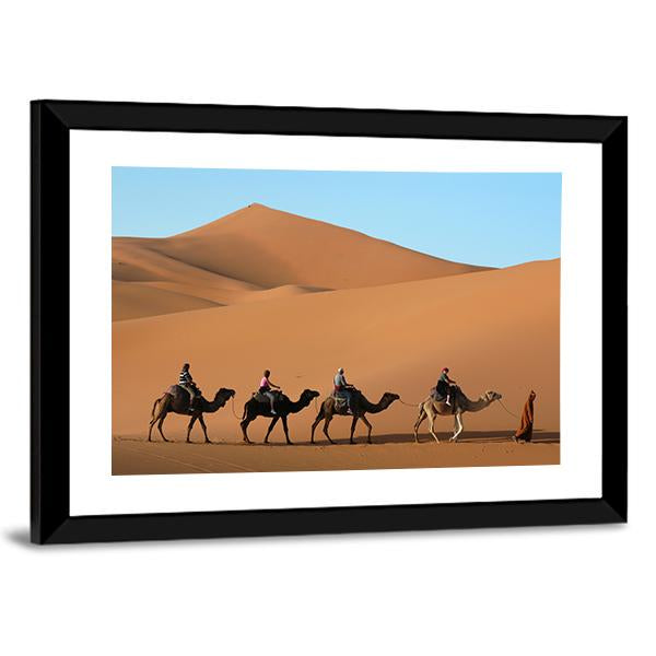 Camel Caravan Morocco Canvas Wall Art-3 Horizontal-Gallery Wrap-25" x 16"-Tiaracle