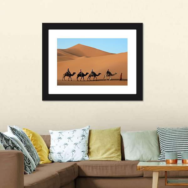 Camel Caravan Morocco Canvas Wall Art-3 Horizontal-Gallery Wrap-25" x 16"-Tiaracle