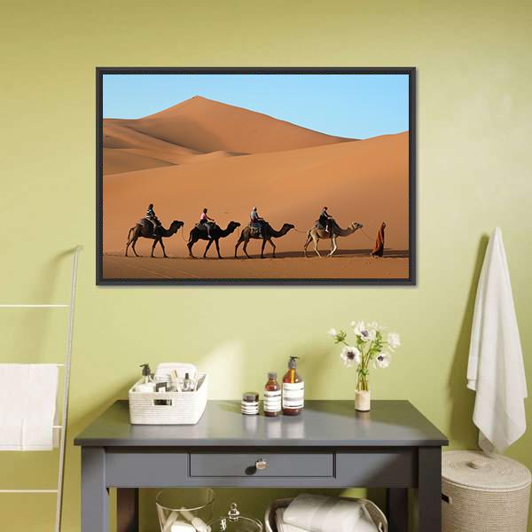 Camel Caravan Morocco Canvas Wall Art-5 Horizontal-Gallery Wrap-22" x 12"-Tiaracle