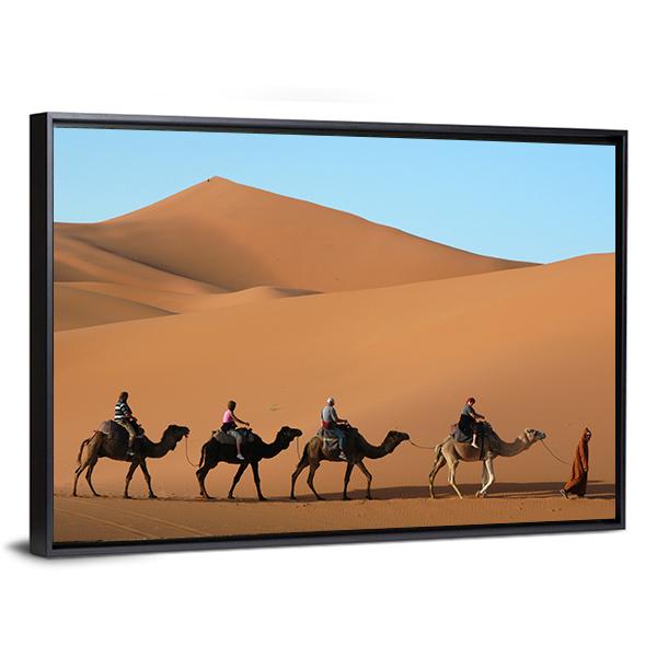 Camel Caravan Morocco Canvas Wall Art-5 Horizontal-Gallery Wrap-22" x 12"-Tiaracle
