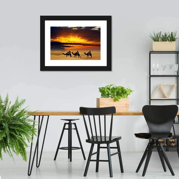 Camel Caravan Panoramic Canvas Wall Art-1 Piece-36" x 12"-Tiaracle