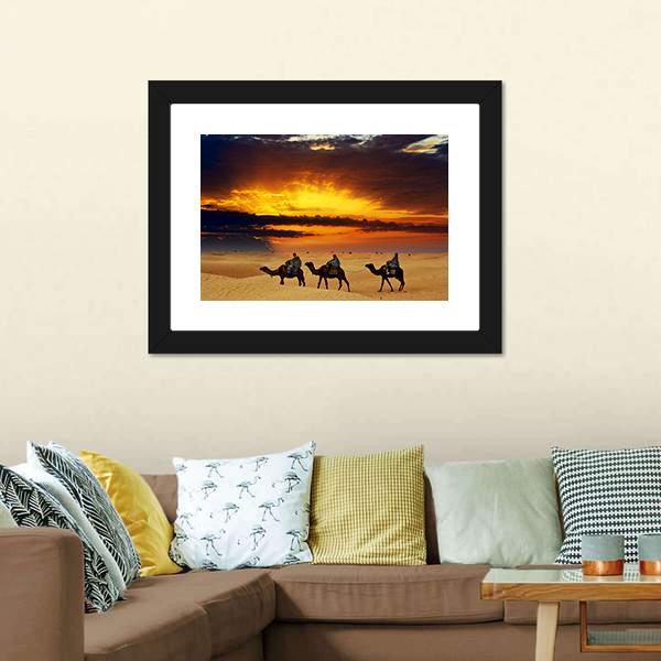 Camel Caravan Panoramic Canvas Wall Art-1 Piece-36" x 12"-Tiaracle