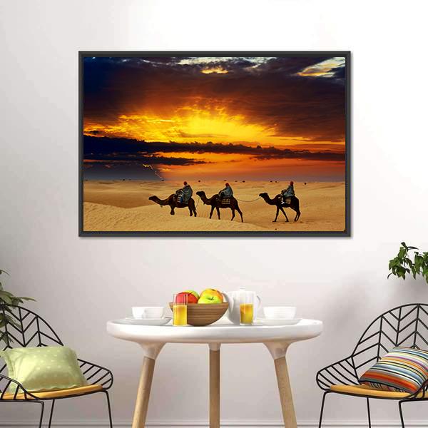Camel Caravan Panoramic Canvas Wall Art-1 Piece-36" x 12"-Tiaracle
