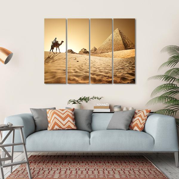Camel In Desert Canvas Wall Art-4 Horizontal-Gallery Wrap-34" x 24"-Tiaracle