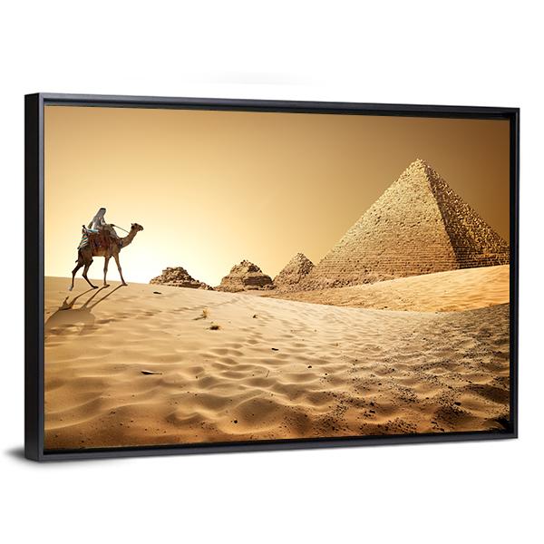 Camel In Desert Canvas Wall Art-3 Horizontal-Gallery Wrap-25" x 16"-Tiaracle