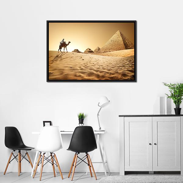 Camel In Desert Canvas Wall Art-3 Horizontal-Gallery Wrap-25" x 16"-Tiaracle