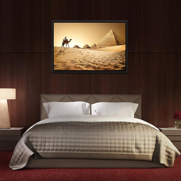 Camel In Desert Canvas Wall Art-3 Horizontal-Gallery Wrap-25" x 16"-Tiaracle