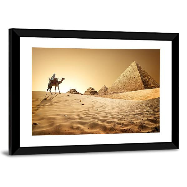Camel In Desert Canvas Wall Art-3 Horizontal-Gallery Wrap-25" x 16"-Tiaracle