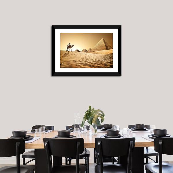 Camel In Desert Canvas Wall Art-3 Horizontal-Gallery Wrap-25" x 16"-Tiaracle