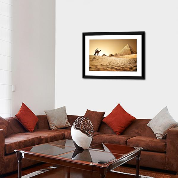 Camel In Desert Panoramic Canvas Wall Art-1 Piece-36" x 12"-Tiaracle