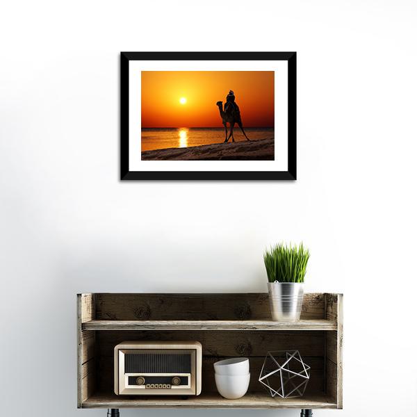 Camel Silhouette Canvas Wall Art-1 Piece-Framed Print-20" x 16"-Tiaracle