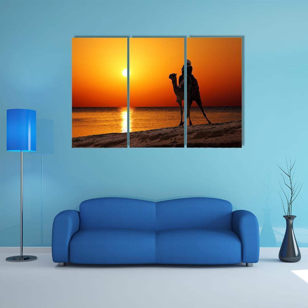 Camel Silhouette Canvas Wall Art-3 Horizontal-Gallery Wrap-37" x 24"-Tiaracle