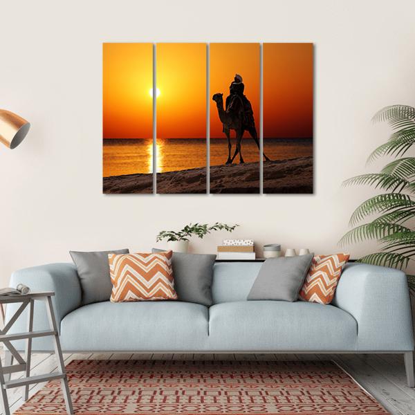 Camel Silhouette Canvas Wall Art-4 Horizontal-Gallery Wrap-34" x 24"-Tiaracle