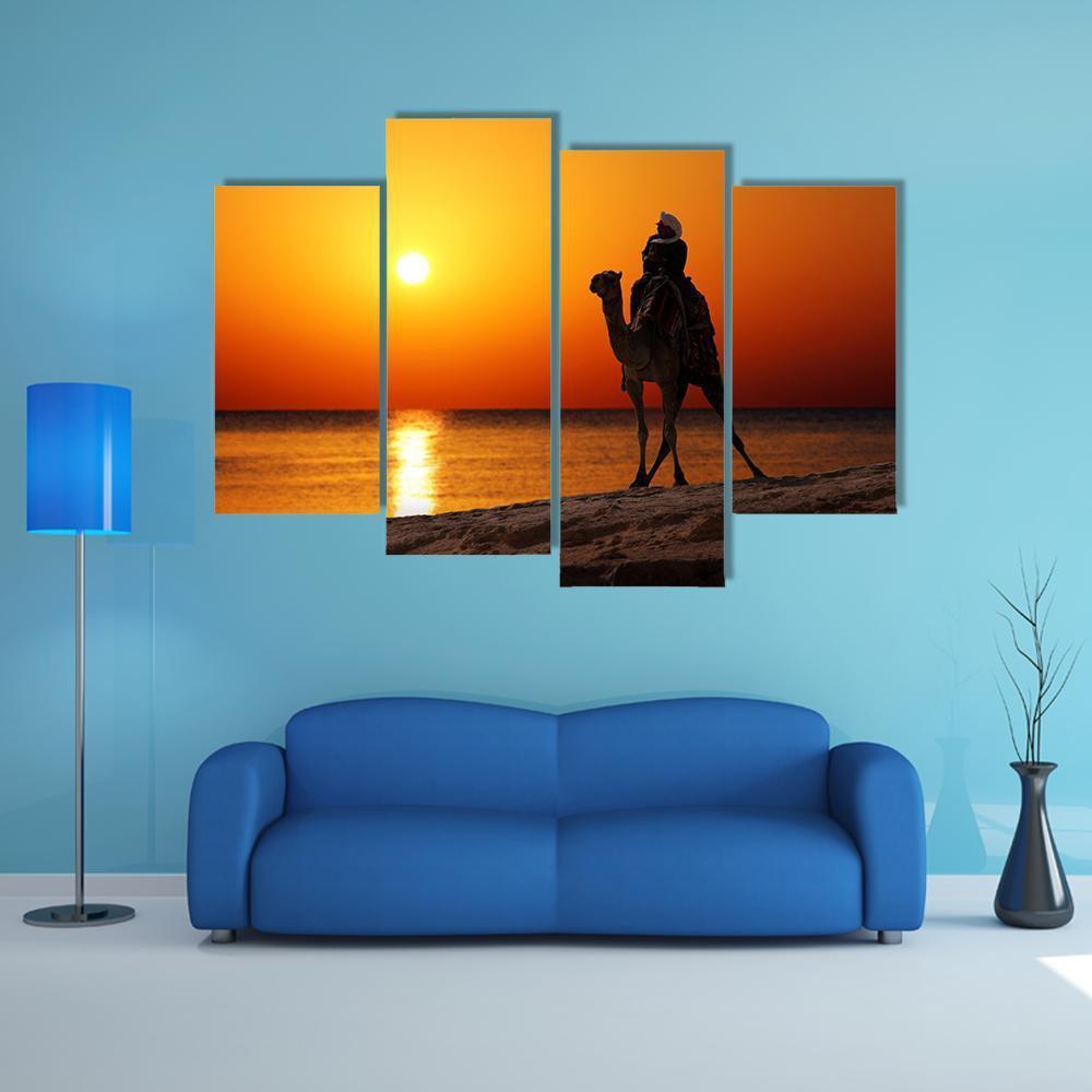 Camel Silhouette Canvas Wall Art-4 Pop-Gallery Wrap-50" x 32"-Tiaracle