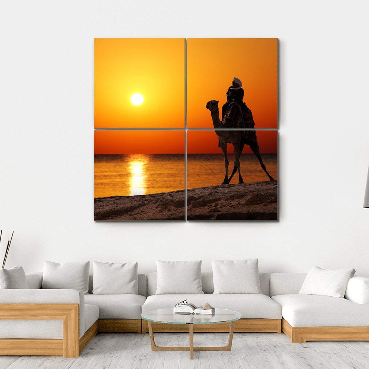 Camel Silhouette Canvas Wall Art-4 Square-Gallery Wrap-17" x 17"-Tiaracle