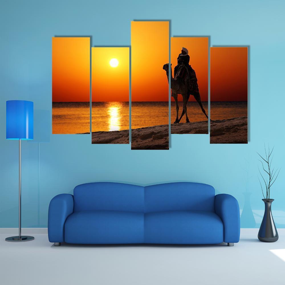 Camel Silhouette Canvas Wall Art-5 Pop-Gallery Wrap-47" x 32"-Tiaracle