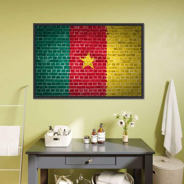 Cameroon Flag Canvas Wall Art-5 Horizontal-Gallery Wrap-22" x 12"-Tiaracle