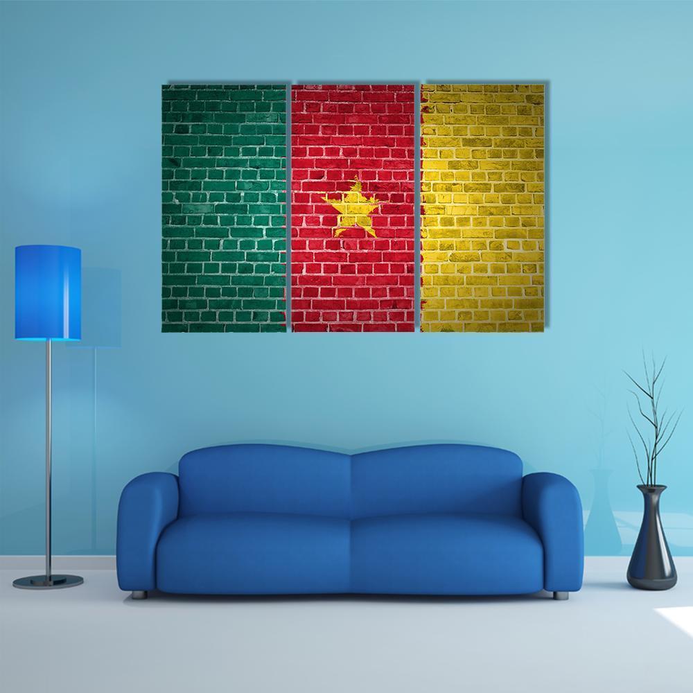 Cameroon Flag Canvas Wall Art-4 Pop-Gallery Wrap-50" x 32"-Tiaracle