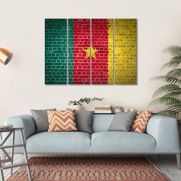 Cameroon Flag Canvas Wall Art-4 Horizontal-Gallery Wrap-34" x 24"-Tiaracle