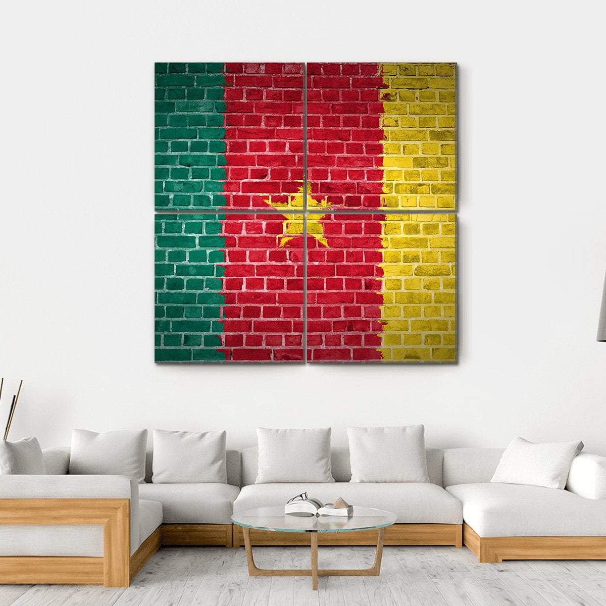 Cameroon Flag Canvas Wall Art-4 Square-Gallery Wrap-17" x 17"-Tiaracle