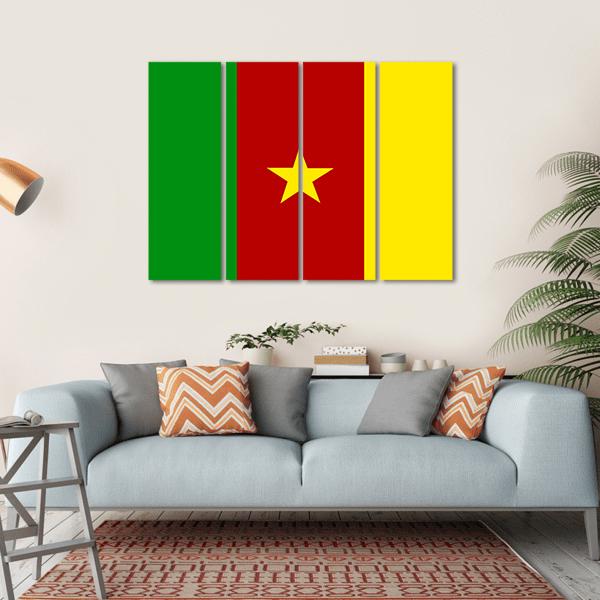 Cameroonian Flag Canvas Wall Art-4 Horizontal-Gallery Wrap-34" x 24"-Tiaracle