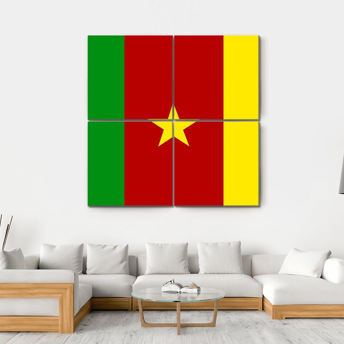 Cameroonian Flag Canvas Wall Art-4 Square-Gallery Wrap-17" x 17"-Tiaracle