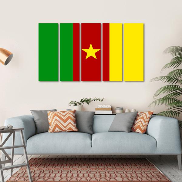 Cameroonian Flag Canvas Wall Art-5 Horizontal-Gallery Wrap-22" x 12"-Tiaracle