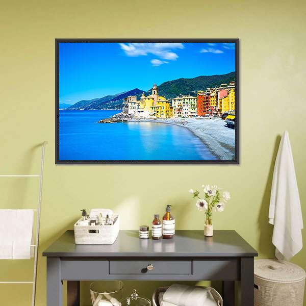 Camogli Old Church Italy Canvas Wall Art-3 Horizontal-Gallery Wrap-25" x 16"-Tiaracle