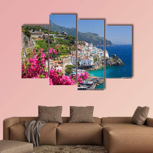 Campania Amalfi Coast Italy View from Grand Hotel Canvas Wall Art-4 Pop-Gallery Wrap-34" x 20"-Tiaracle