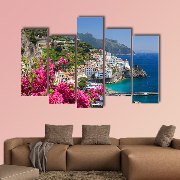 Campania Amalfi Coast Italy View from Grand Hotel Canvas Wall Art-5 Pop-Gallery Wrap-32" x 21"-Tiaracle