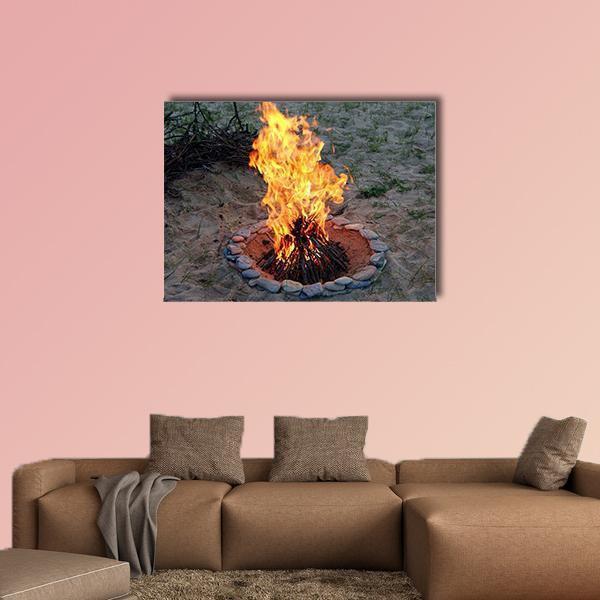 Campfire Canvas Wall Art-4 Horizontal-Gallery Wrap-34" x 24"-Tiaracle