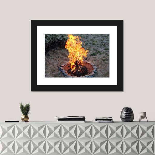 Campfire Canvas Wall Art-1 Piece-Framed Print-20" x 16"-Tiaracle