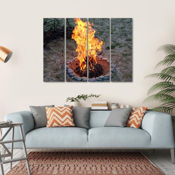 Campfire Canvas Wall Art-4 Horizontal-Gallery Wrap-34" x 24"-Tiaracle