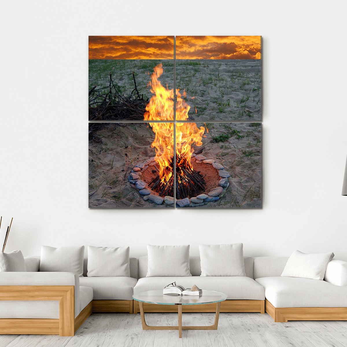Campfire Canvas Wall Art-4 Square-Gallery Wrap-17" x 17"-Tiaracle