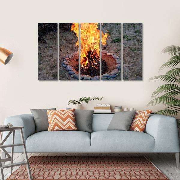 Campfire Canvas Wall Art-5 Horizontal-Gallery Wrap-22" x 12"-Tiaracle