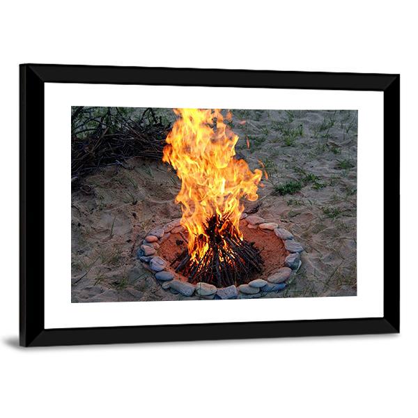Campfire Canvas Wall Art-1 Piece-Framed Print-30" x 20"-Tiaracle