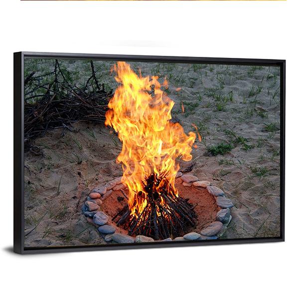 Campfire Canvas Wall Art-1 Piece-Floating Frame-36" x 24"-Tiaracle