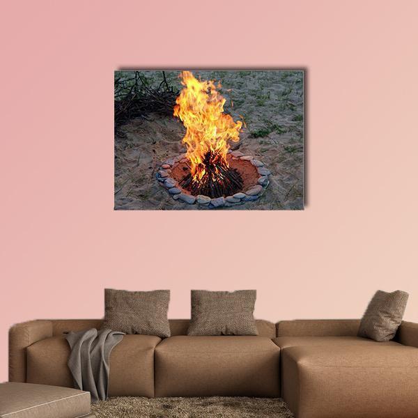 Campfire Canvas Wall Art-1 Piece-Gallery Wrap-48" x 32"-Tiaracle