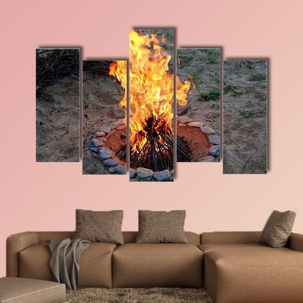 Campfire Canvas Wall Art-5 Pop-Gallery Wrap-47" x 32"-Tiaracle