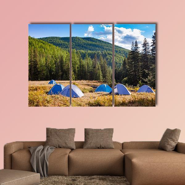 Camping Tents Canvas Wall Art-3 Horizontal-Gallery Wrap-37" x 24"-Tiaracle