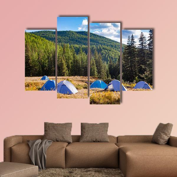 Camping Tents Canvas Wall Art-4 Pop-Gallery Wrap-50" x 32"-Tiaracle