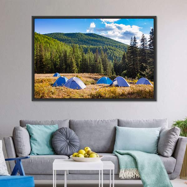 Camping Tents Canvas Wall Art-1 Piece-Floating Frame-24" x 16"-Tiaracle