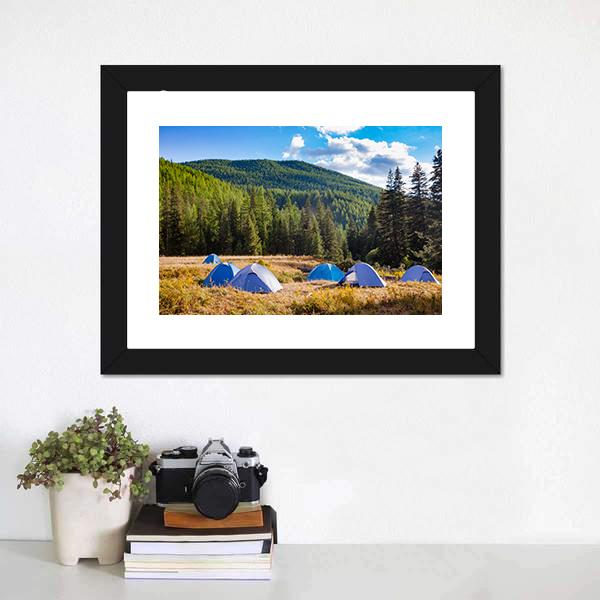Camping Tents Canvas Wall Art-1 Piece-Framed Print-20" x 16"-Tiaracle