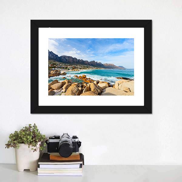 Camps Bay In Cape Town Canvas Wall Art-1 Piece-Framed Print-20" x 16"-Tiaracle