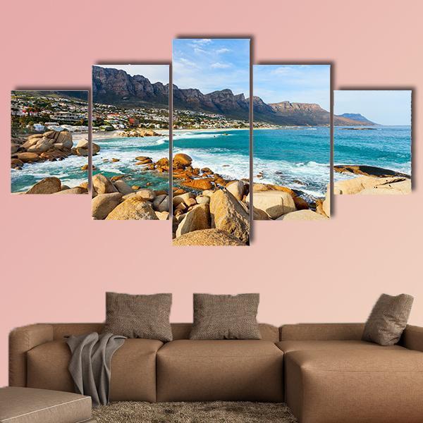Camps Bay In Cape Town Canvas Wall Art-5 Pop-Gallery Wrap-47" x 32"-Tiaracle