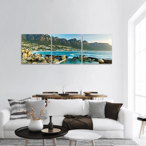 Camps Bay In South Africa Panoramic Canvas Wall Art-3 Piece-25" x 08"-Tiaracle