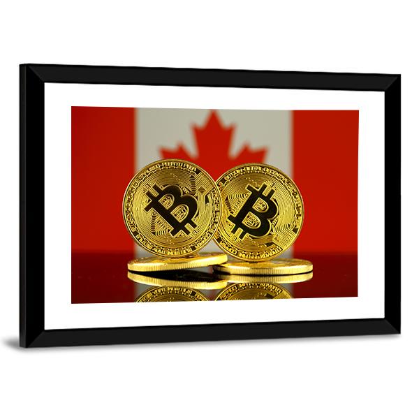 Canada Flag With Bitcoin Canvas Wall Art-3 Horizontal-Gallery Wrap-25" x 16"-Tiaracle