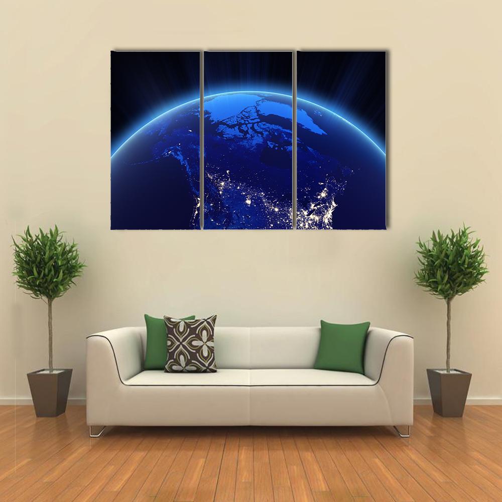 Canada From Space Canvas Wall Art-3 Horizontal-Gallery Wrap-37" x 24"-Tiaracle